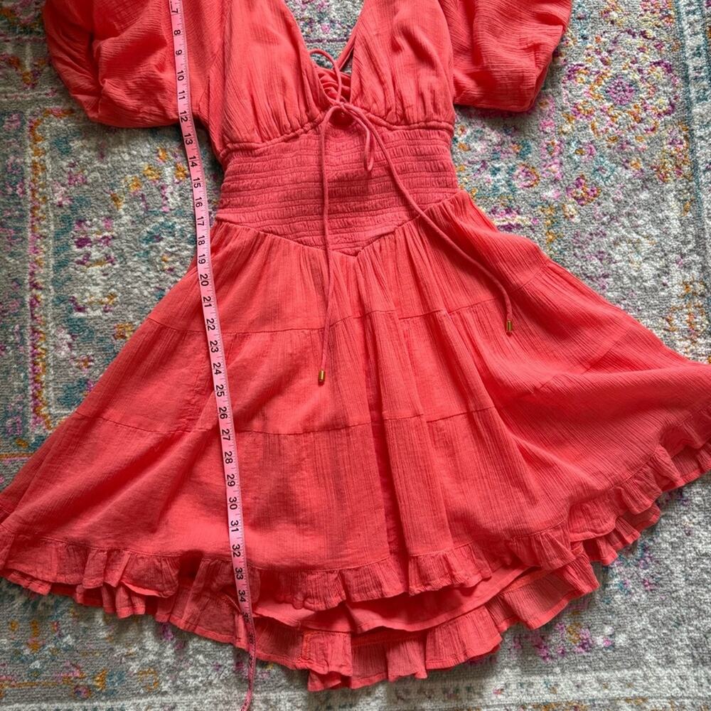 Free People Perfect Day Watermelon Short Puff Sleeve Mini Dress Women’s Size XS - Picture 6 of 10